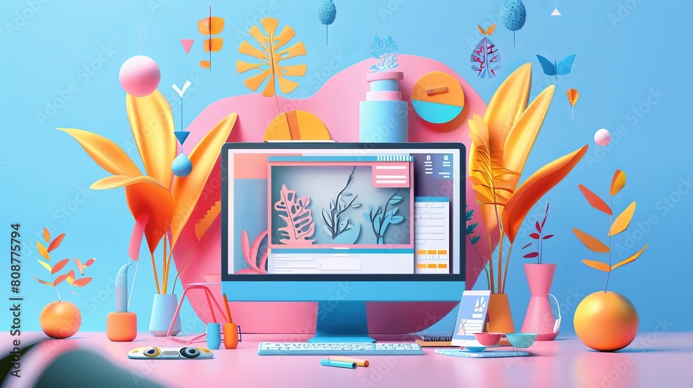 For a web design service concept illustration, you might want to create an image that communicates the essence of web design, creativity, and professionalism.